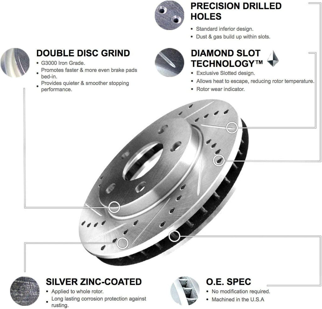 R1 Concepts Front Brakes and Rotors Kit |Front Brake Pads| Brake Rotors and Pads| Ceramic Brake Pads and Rotors|Fits 2008-2019 Pontiac Vibe; Scion Xd; Toyota Corolla, Matrix