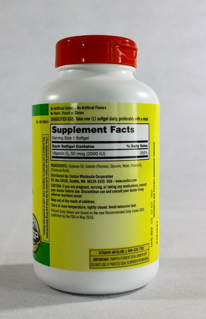 Kirkland Signature Extra Strength D3 50 Mcg (2000Iu) 600 Softgels Exp. 04/2026