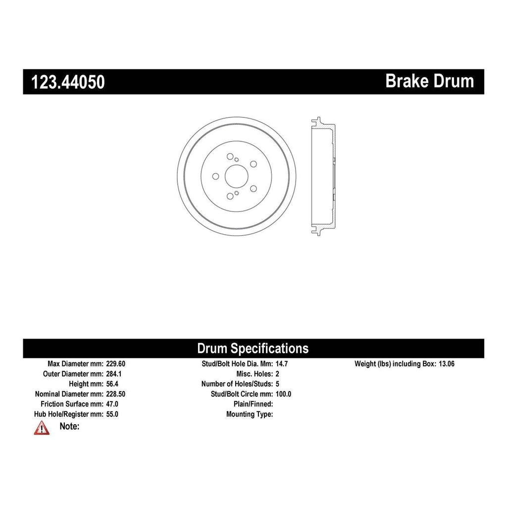 Centric Brake Drum for 09-19 Corolla 123.44050