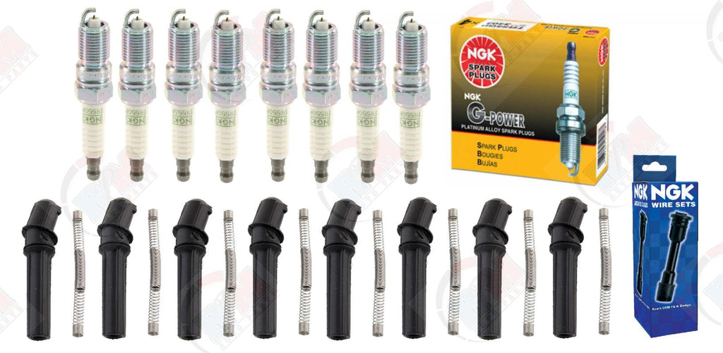 NGK PLATINUM Spark Plugs & Coil Boots Kit for Ford Mustang E150 F150 4.6L 5.4L