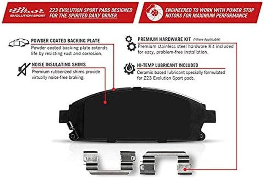 K2963 Front Z23 Carbon Fiber Brake Pads with Drilled & Slotted Brake Rotors Kit