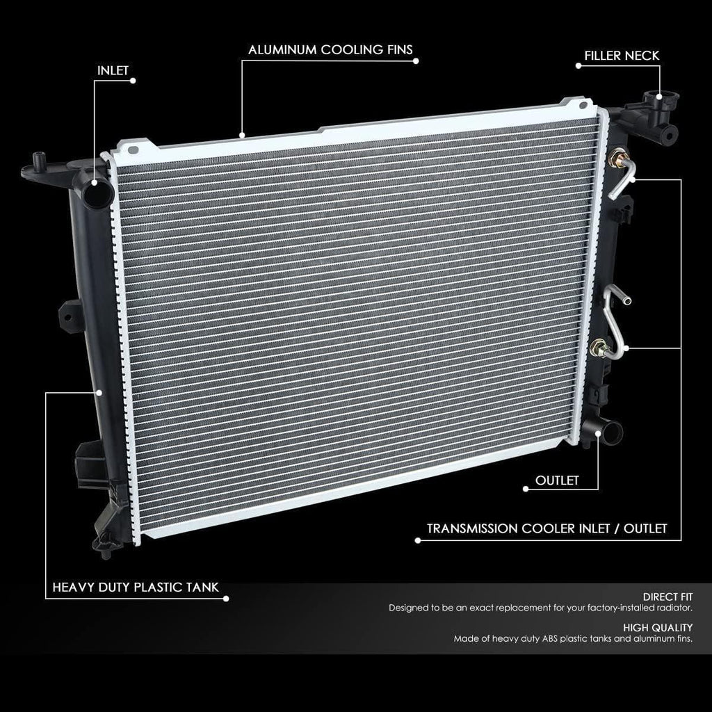 OEM-RA-13059 OE Style 1-Row Aluminum Cooling Radiator Compatible with 2009-2010 Genesis Sedan 3.8L