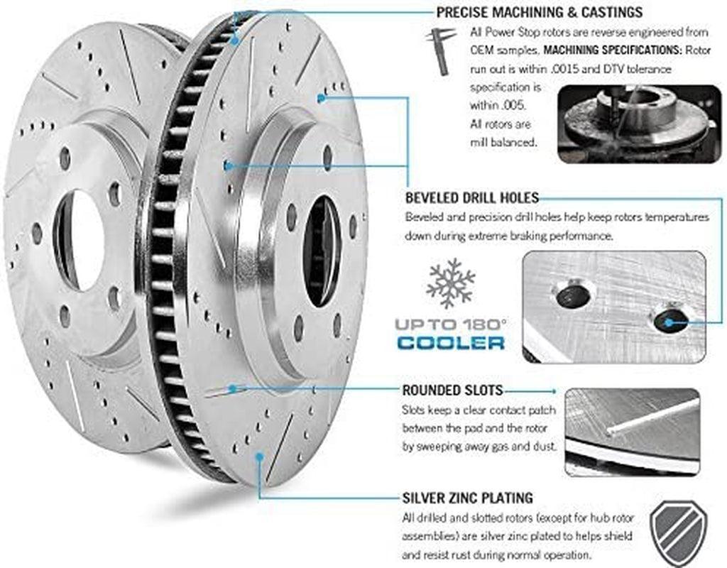 K6563 Front and Rear Z23 Carbon Fiber Brake Pads with Drilled & Slotted Brake Rotors Kit