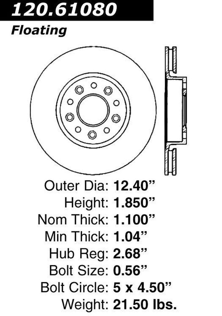 Front Disc Brake Rotor for Taurus, Taurus X, Sable+More (120.61080)