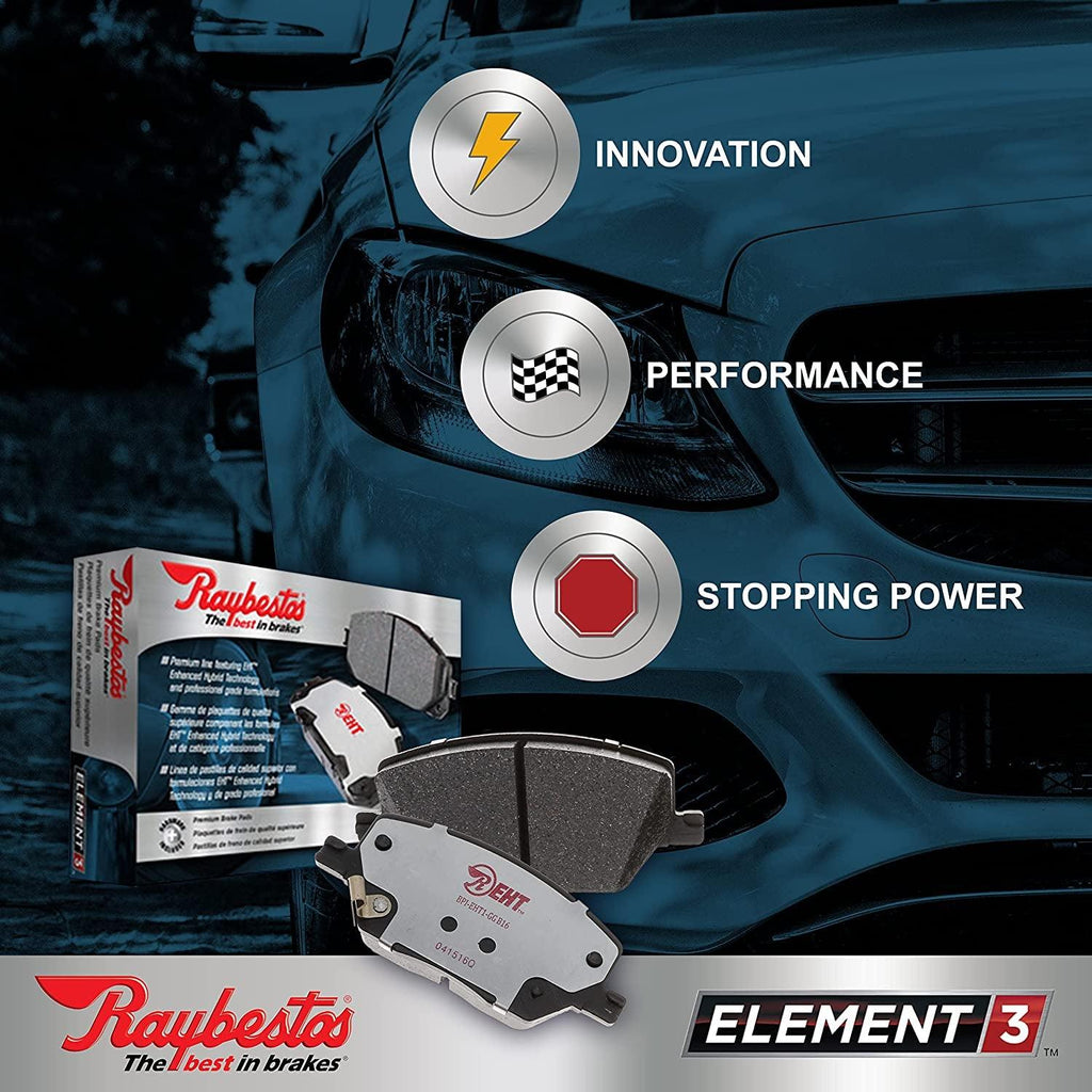 Raybestos Element3 EHT™ Replacement Rear Brake Pad Set for Select Toyota Yaris/Prius/Matrix/Corolla, Scion Im/Tc/Xb, Pontiac Vibe and Lexus Ct200H Model Years (EHT1354H)