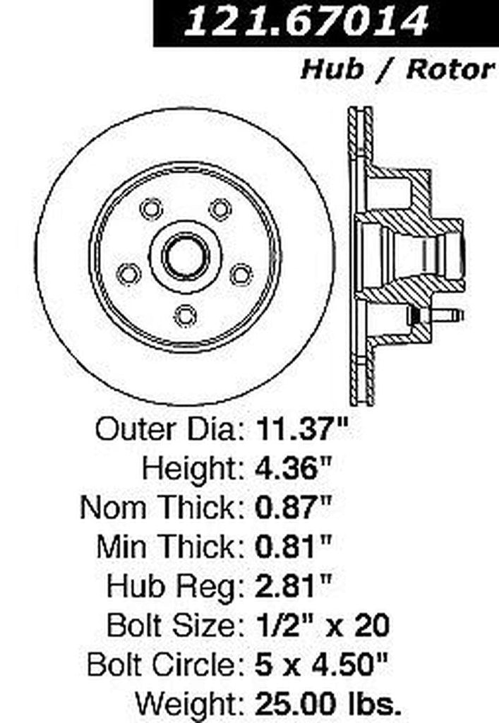 Centric Front Disc Brake Rotor for 1987-1990 Dakota (121.67014)