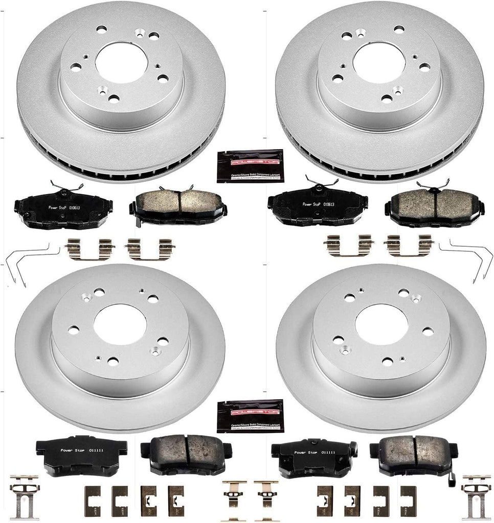 CRK6320 Coated Brake Rotor & Ceramic Brake Pads- Front & Rear