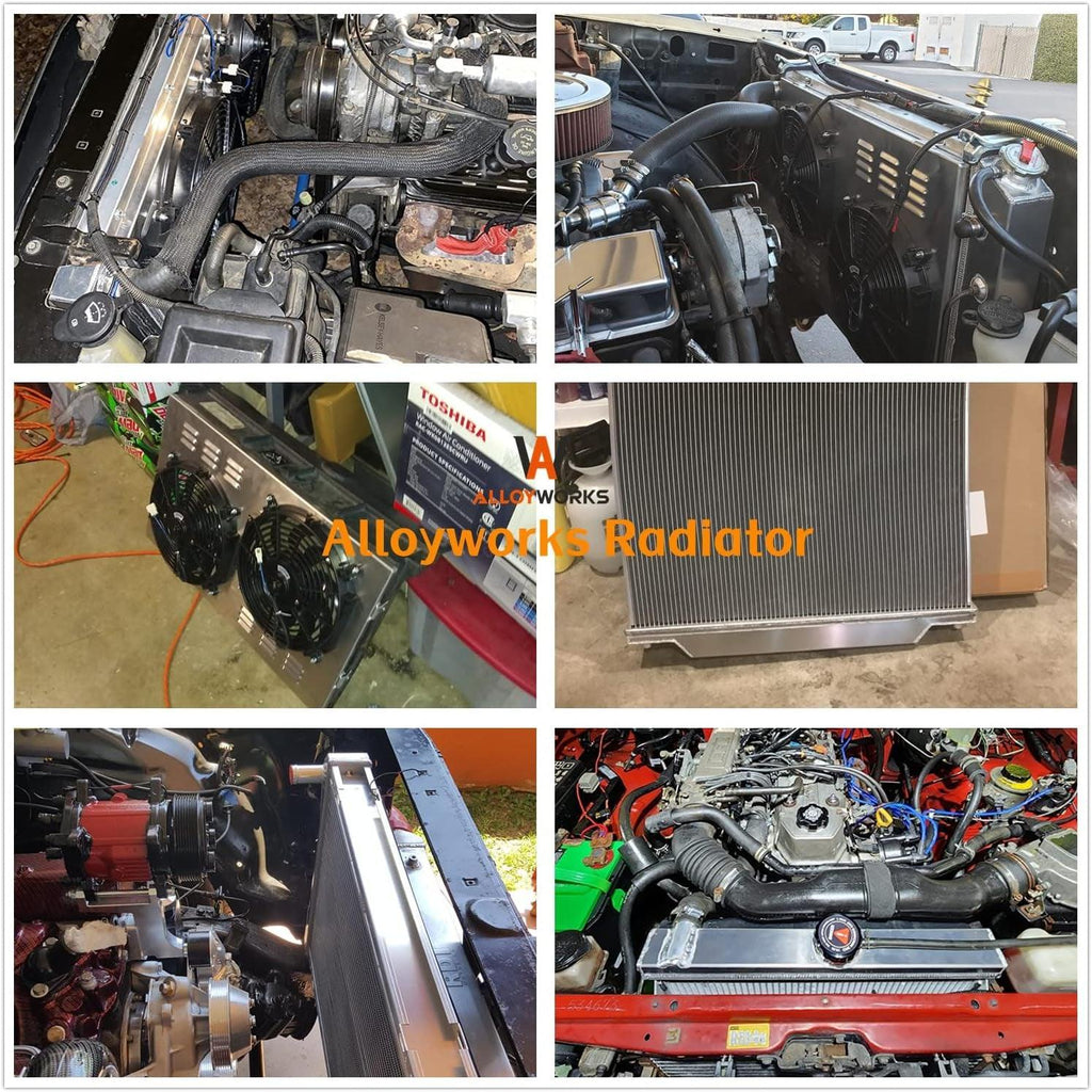 ALLOYWORKS 3 Row Aluminum Radiator+Shroud Fan+Thermostat for 2003-2009 Dodge Ram 1500 2500 3500 L6 V6 V8 V10 3.4L 3.7L 3.8L 3.9L 4.7L 5.7L 5.9L 8.0L 8.3L