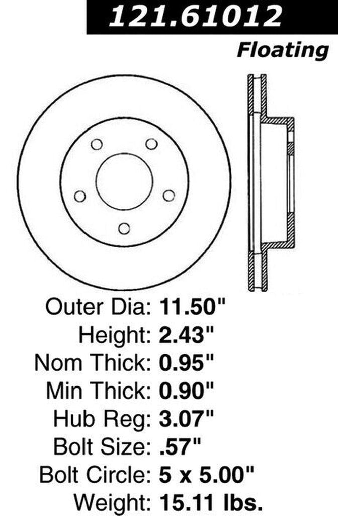 Rear Passenger Side Disc Brake Rotor for Mark V, Ltd+More (121.61012)
