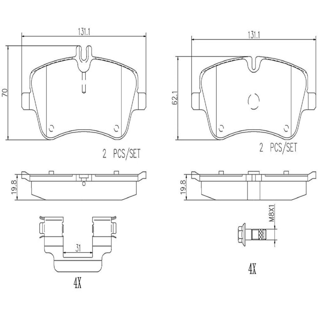 Brembo Front Disc Brake Pad Set for Mercedes-Benz (P50045N)