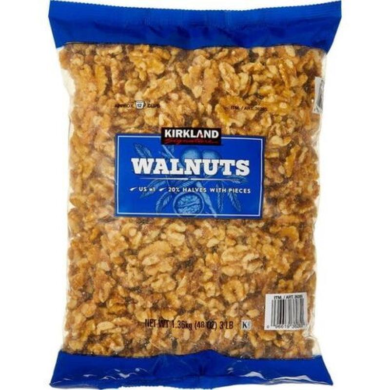 1 Kirkland Signature WALNUTS , Halves with Pieces Nuts Baking 3 LB BAG