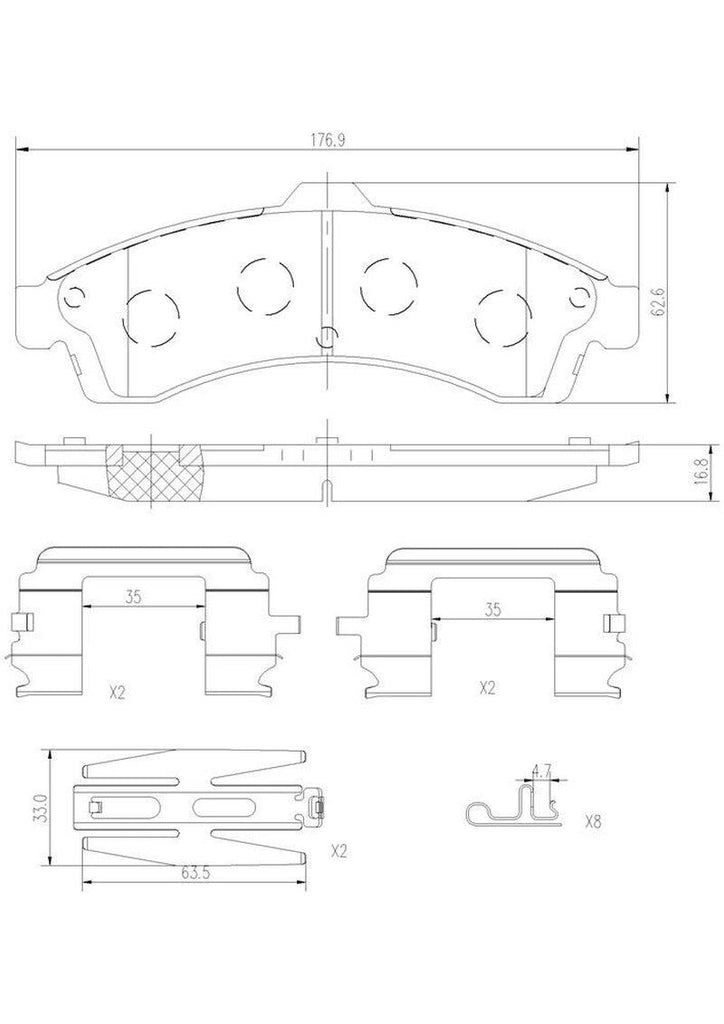 Front Disc Brake Pad Set for SSR, Rainier, Trailblazer+Mo