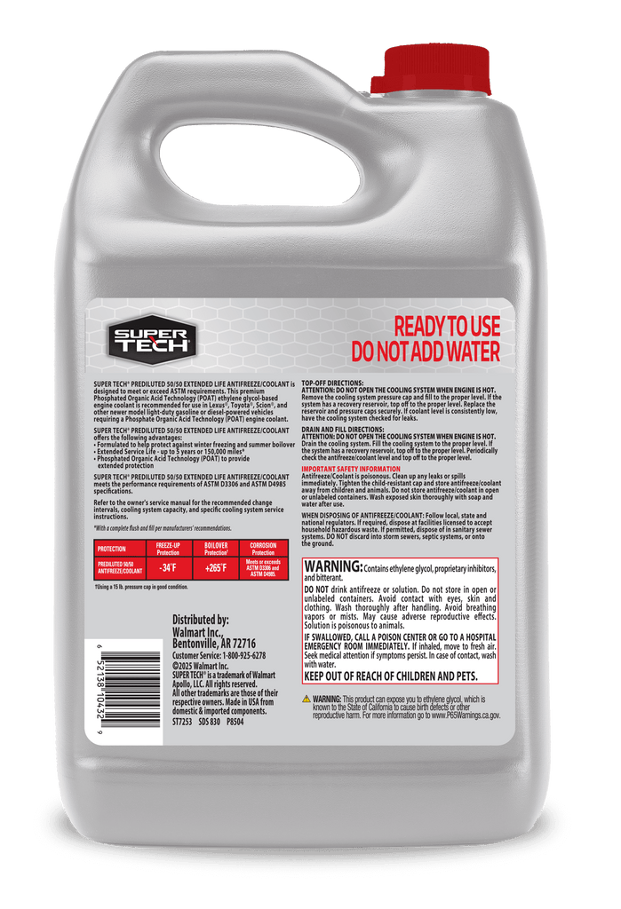 Super Tech OE Red Antifreeze Prediluted 50/50