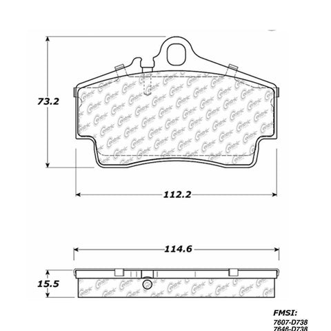 Centric Rear Disc Brake Pad for Boxster, Cayman, 911 (102.07380)