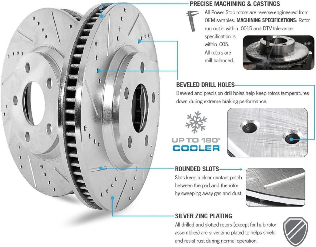 KC2722 Z23 Evolution Sport 1-Click Brake Kit with Powder Coated Calipers (Brake Pads, Drilled/Slotted Rotors)
