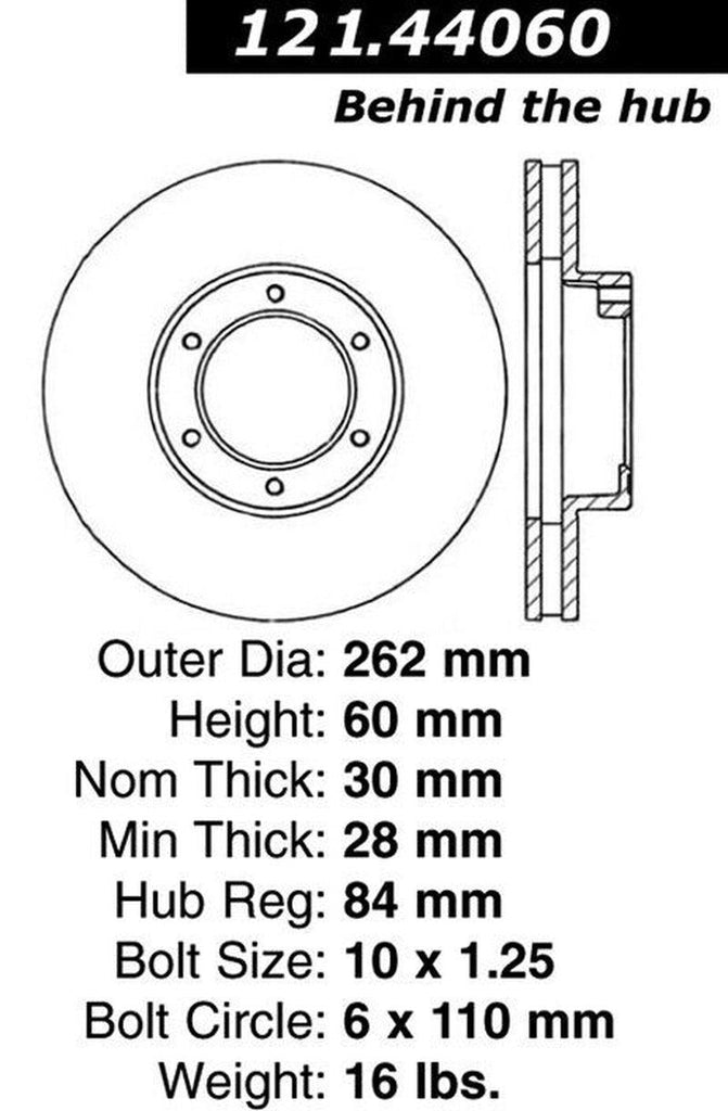 Centric Front Disc Brake Rotor for 1989-1993 Pickup (121.44060)