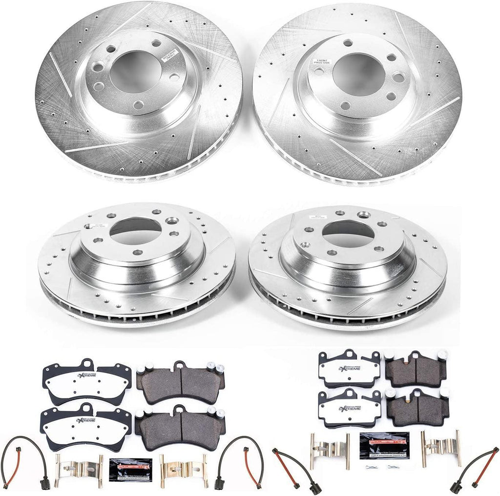 K4500-26 Front and Rear Z26 Carbon Fiber Brake Pads with Drilled & Slotted Brake Rotors Kit
