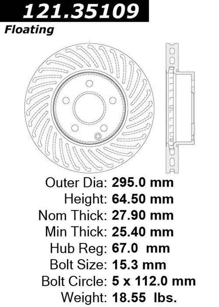 Centric Front Disc Brake Rotor for Mercedes-Benz (121.35109)