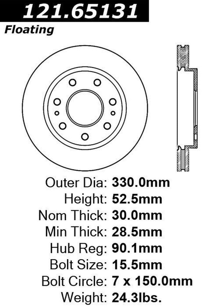 Centric Front Disc Brake Rotor for 09 F-150 (121.65131)