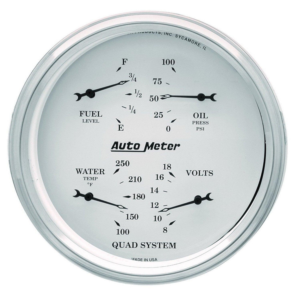 5 in. QUAD GAUGE 100 PSI/100-250 Fahrenheit/8-18V/0-90 O OLD-TYME WHITE