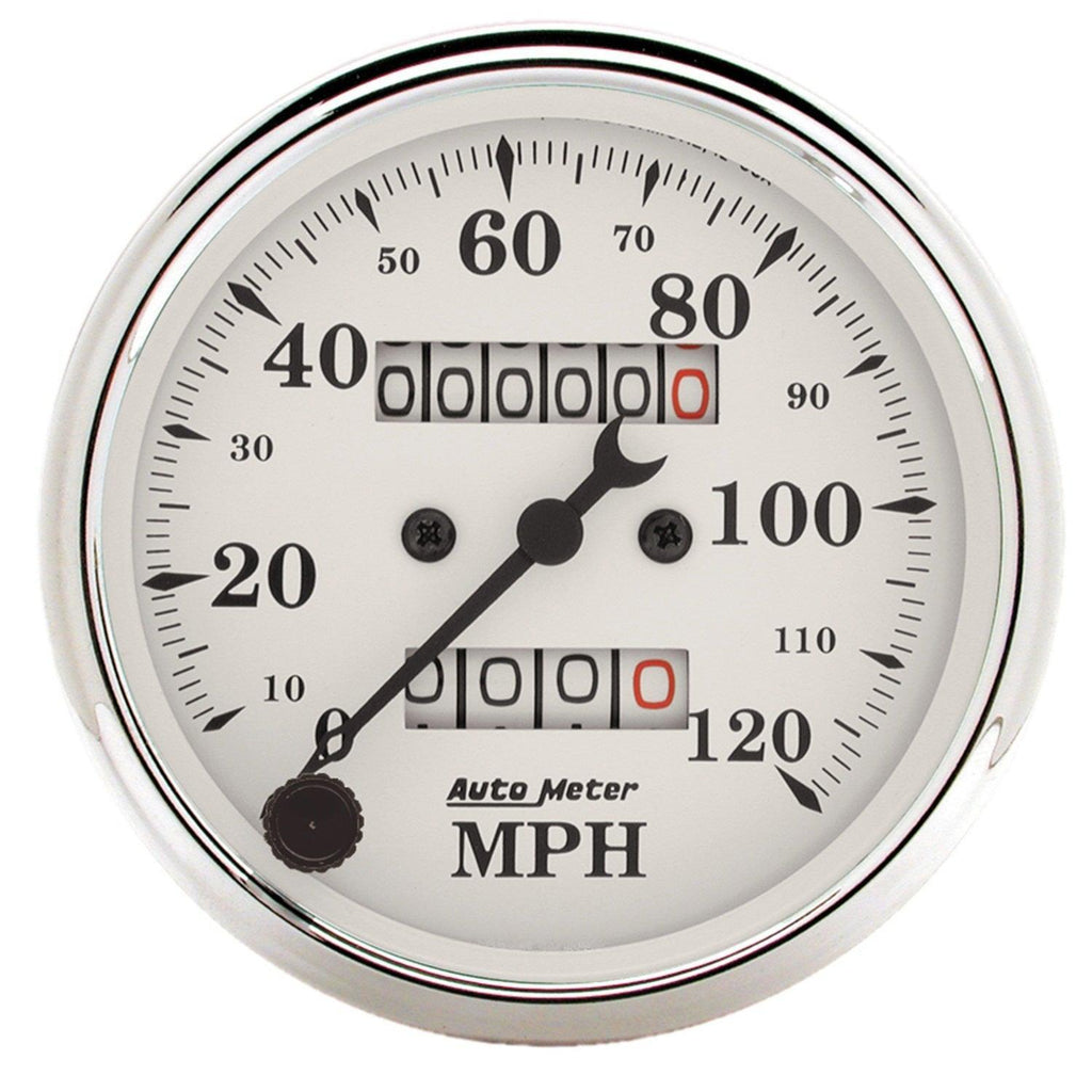 3-1/8 in. SPEEDOMETER 0-120 MPH OLD-TYME WHITE