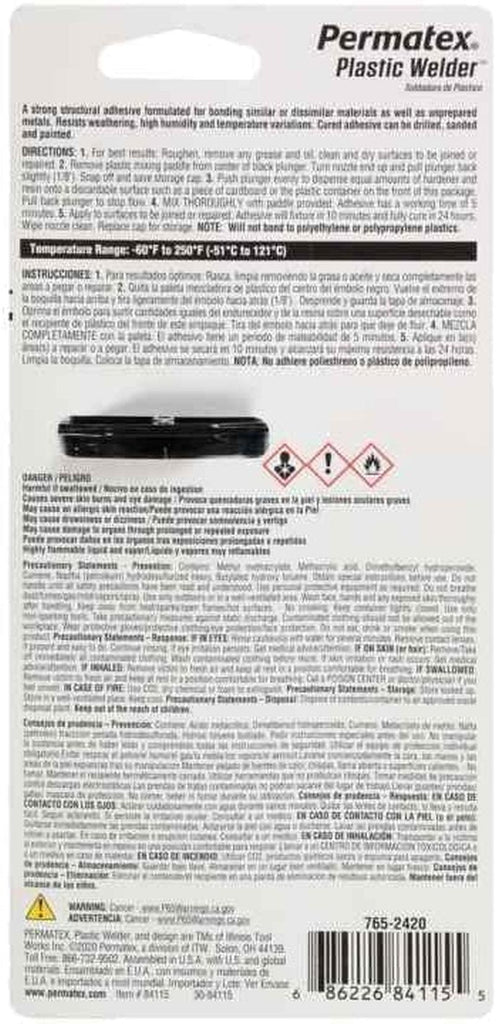 Permatex 84115 5-Minute Plastic Weld Adhesive, 0.84 Oz.,Black
