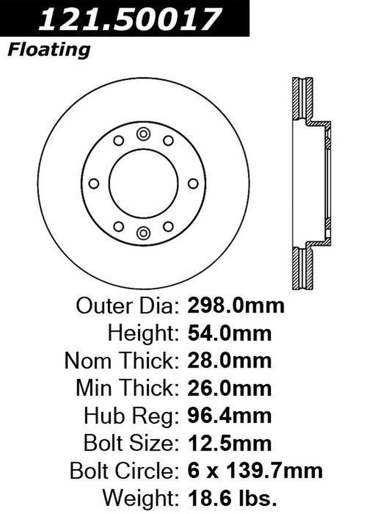 Centric Front Disc Brake Rotor for Sedona, Entourage (121.50017)