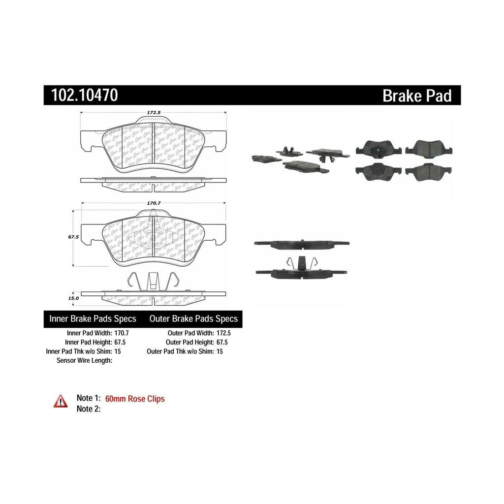 Centric Front Disc Brake Pad for Escape, Mariner, Tribute (102.10470)