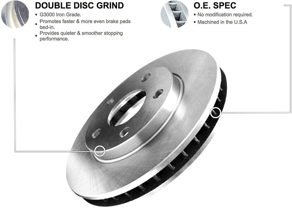 R1 Concepts Front Brakes and Rotors Kit |Front Brake Pads| Brake Rotors and Pads| Semi Metallic Brake Pads and Rotors |Sensor Kit |Fits 2008-2019 Pontiac Vibe, Scion Xd, Toyota Corolla, Matrix