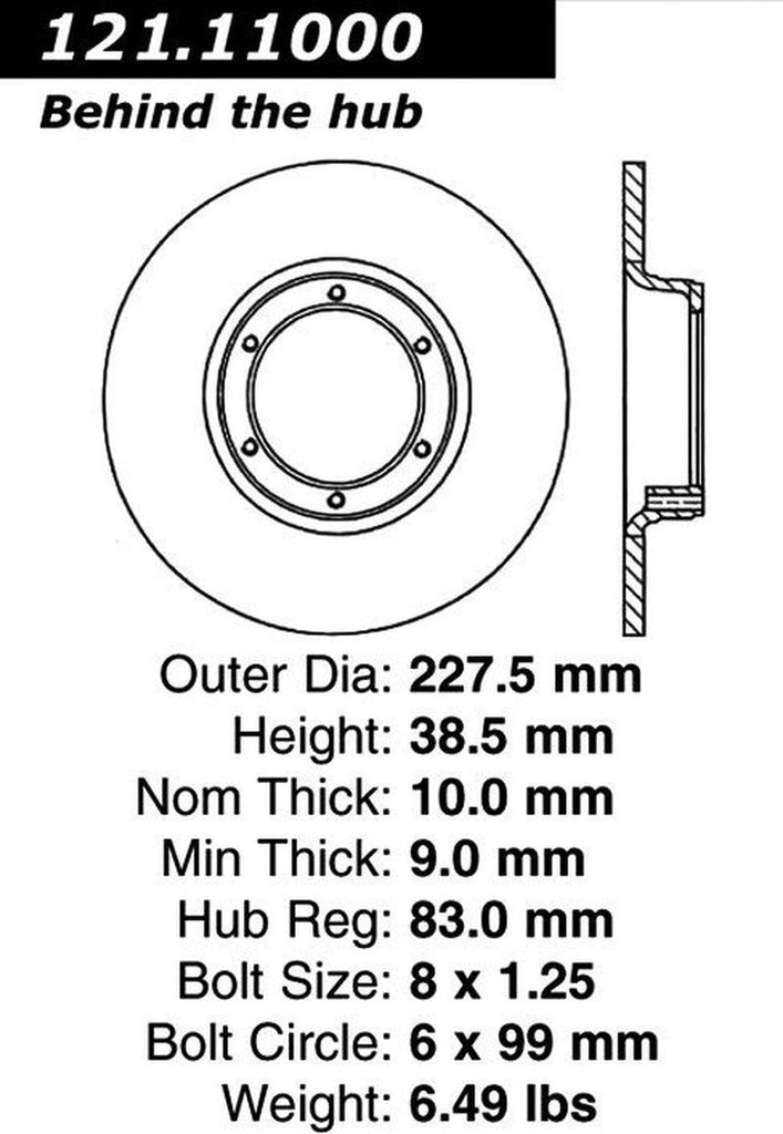 Centric Front Disc Brake Rotor for Lecar, R17, R5, R12, R15 (121.11000)