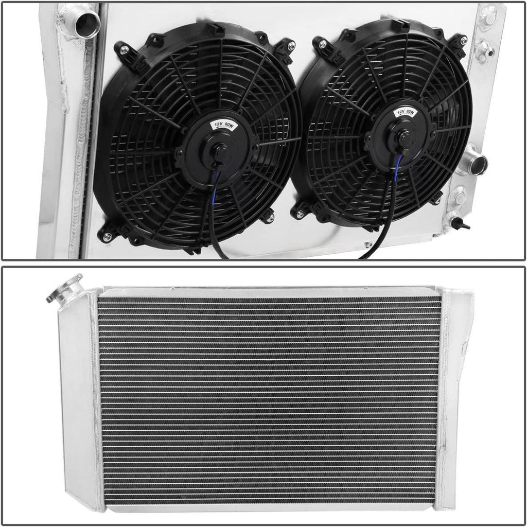 RA+FS-S10V882-3 2-Row Radiator with 12" Fan Shroud Compatible with 1982-2002 S10/S-10 Blazer, 1984-1990 Corvette