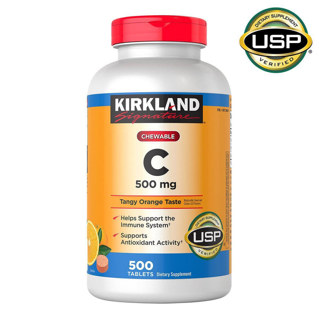 2 PACK - Kirkland Vitamin C (500 Mg), Tangy Orange, Chewable Tablets, 500 Count