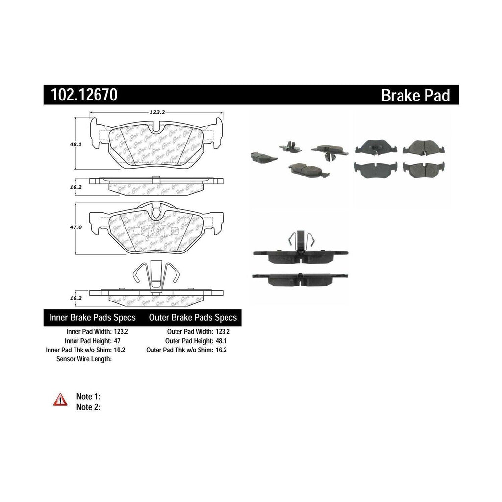 Centric Rear Disc Brake Pad for BMW (102.12670)