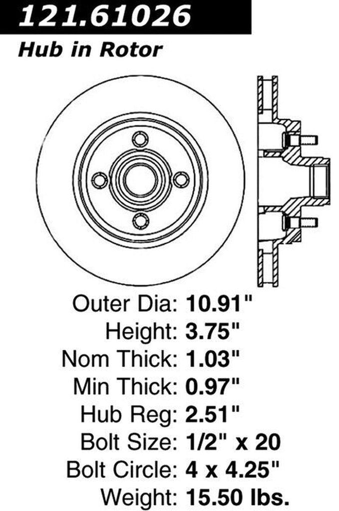 Centric Front Disc Brake Rotor for 1987-1993 Ford Mustang (121.61026)