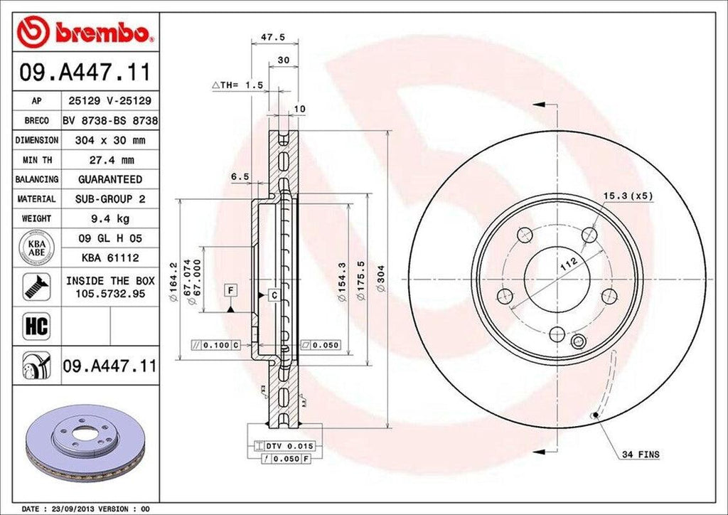 Brembo Front Disc Brake Rotor for E350, E320 (09.A447.11)