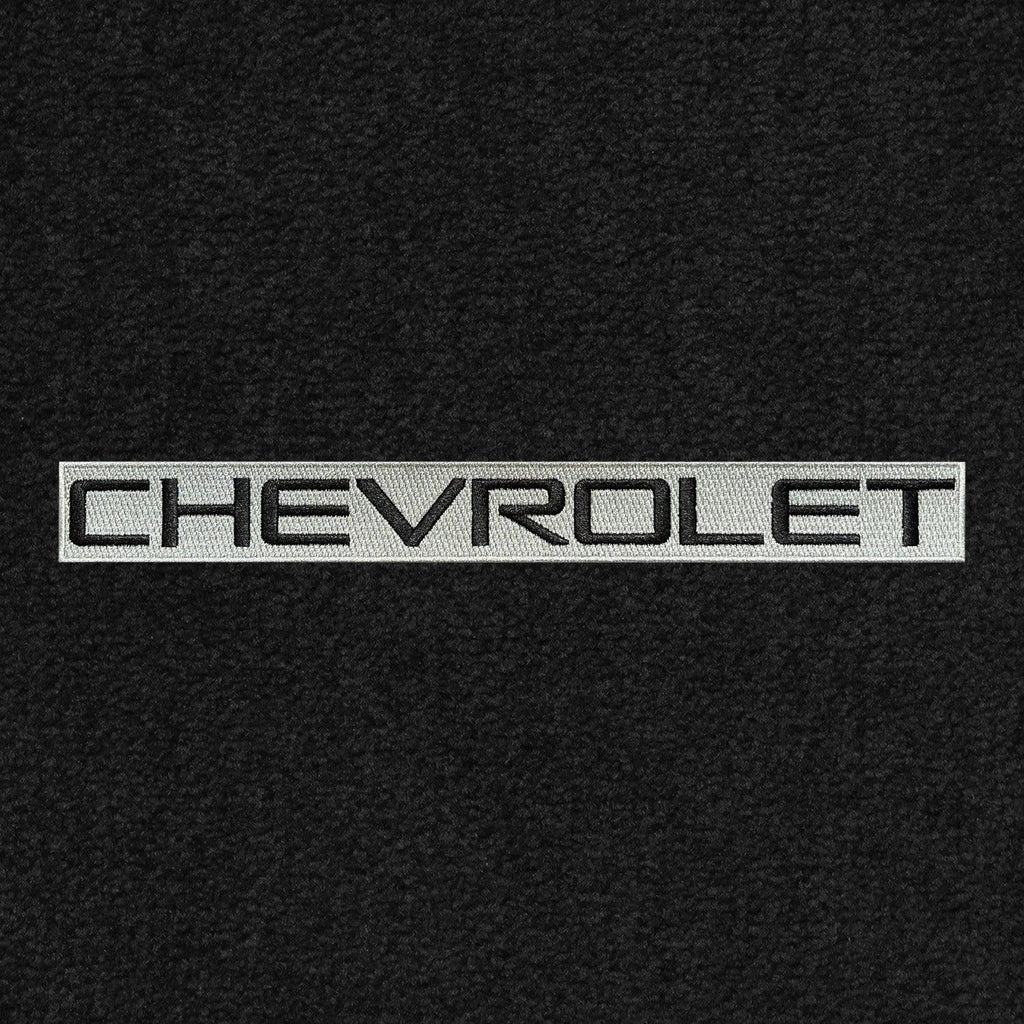 Lloyd Berber Front Carpet Mats for '73-77 Chevy Laguna W/Chevy Black on Silver
