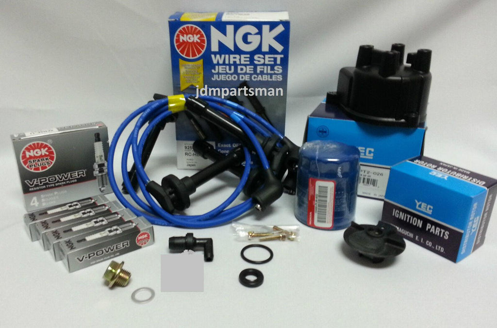 Cap-Rotor-Ngk Wires-Spark Plug-Pcv Kit for Honda Civic Del Sol V-Techd16Z6