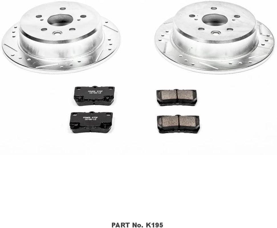 K195 Rear Z23 Carbon Fiber Brake Pads with Drilled & Slotted Brake Rotors Kit