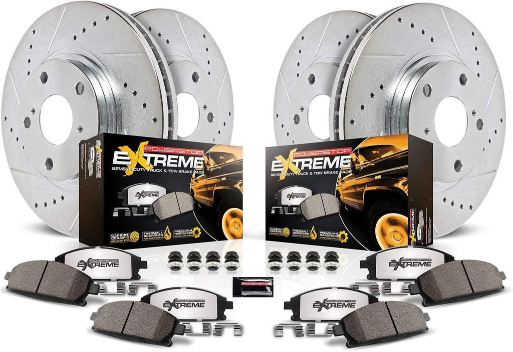 K2068-36 Front and Rear Z36 Truck & Tow Brake Kit, Carbon Fiber Ceramic Brake Pads and Drilled/Slotted Brake Rotors