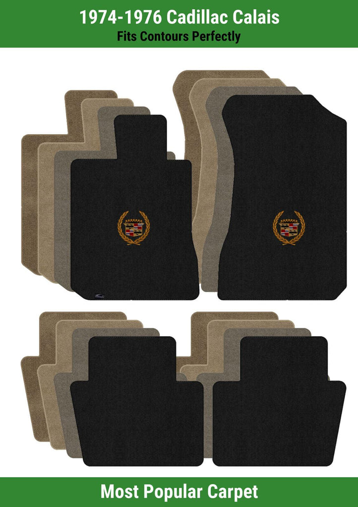 Lloyd Ultimat Front & Rear Mats for '74-76 Cadillac Calais W/Gold Cadillac Crest