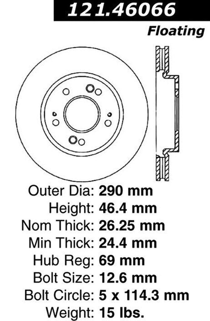 Centric Front Disc Brake Rotor for Endeavor, Grandis (121.46066)