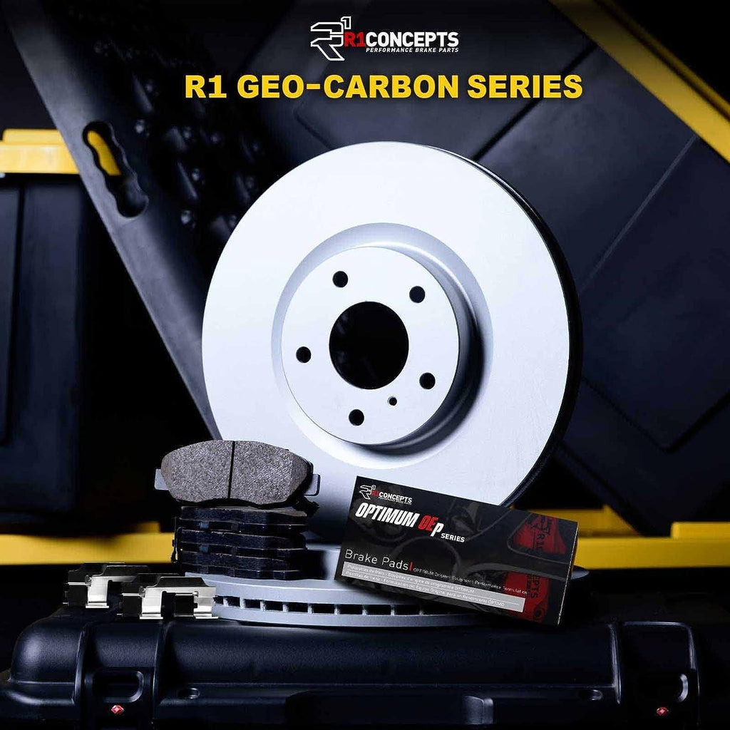 R1 Concepts Front Brakes and Rotors Kit |Front Brake Pads| Brake Rotors and Pads| Optimum Oep Brake Pads and Rotors |Hardware Kit|Fits 2008-2019 Pontiac Vibe; Scion Xd; Toyota Corolla, Matrix