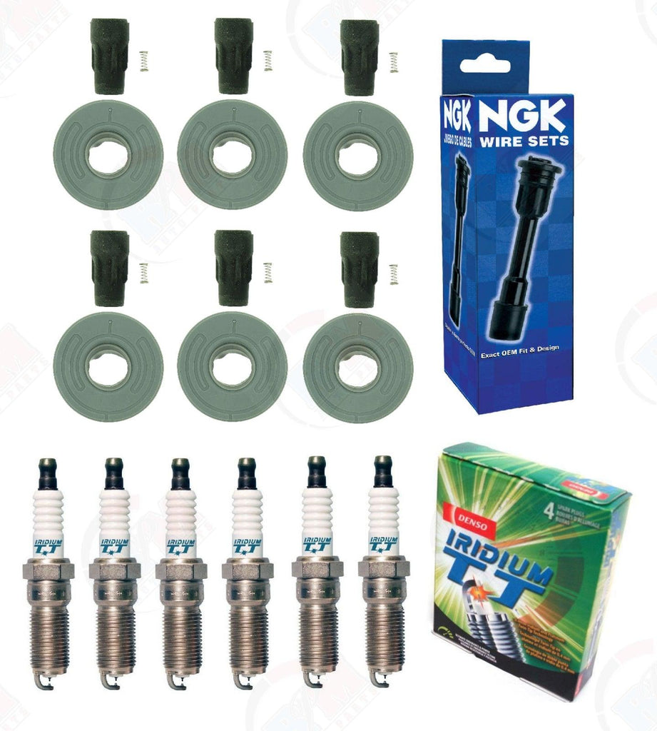 DENSO "Iridium" Spark Plugs W/ NGK Coil Boots for 2011-2015 Ford Mustang 3.7L V6
