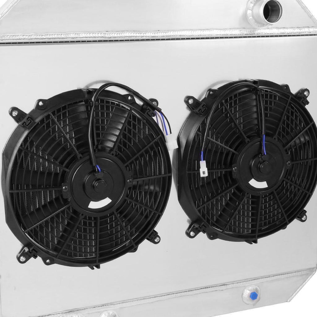 RA+FS-F10068-2 Dual Core 2-Row Radiator W/Fan Shroud Compatible with 1968-1979 F-100 F-150 F-250 Pickup / 1978-1979 Bronco