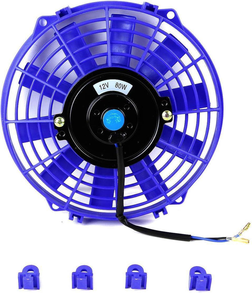 RAF-9-BL+FMK-X2 2Pcs 9" Inch Electric Radiator Cooling Fan Kit (Blue)