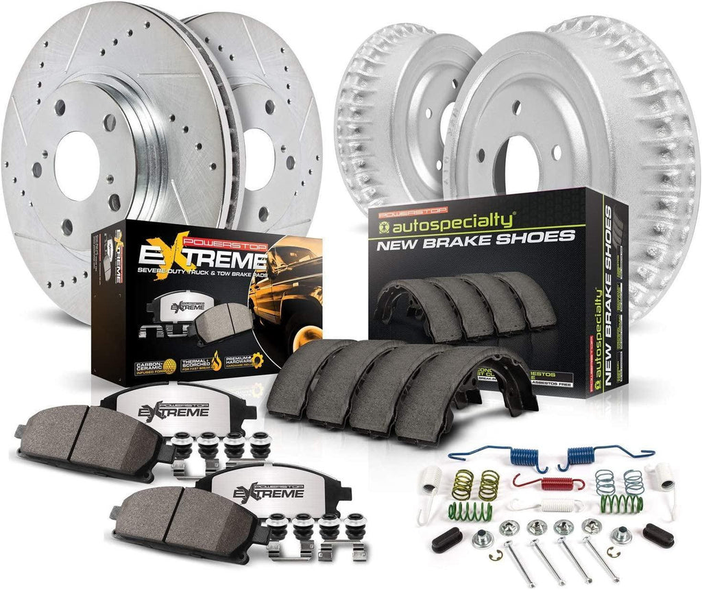 K15149DK-36 Front and Rear Z36 Truck & Tow Brake Kit, Carbon Fiber Ceramic Brake Pads and Drilled/Slotted Brake Drums
