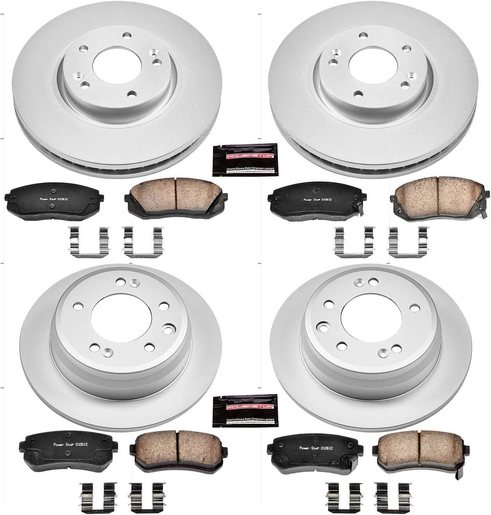 CRK6088 Coated Brake Rotor & Ceramic Brake Pads- Front & Rear