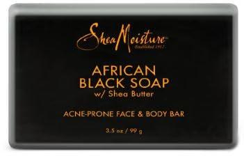 SheaMoisture Face and Body Bar for Oily, Blemish-Prone Skin African Black Soap Paraben Free 3.5 oz 4 Count, facial cleanser