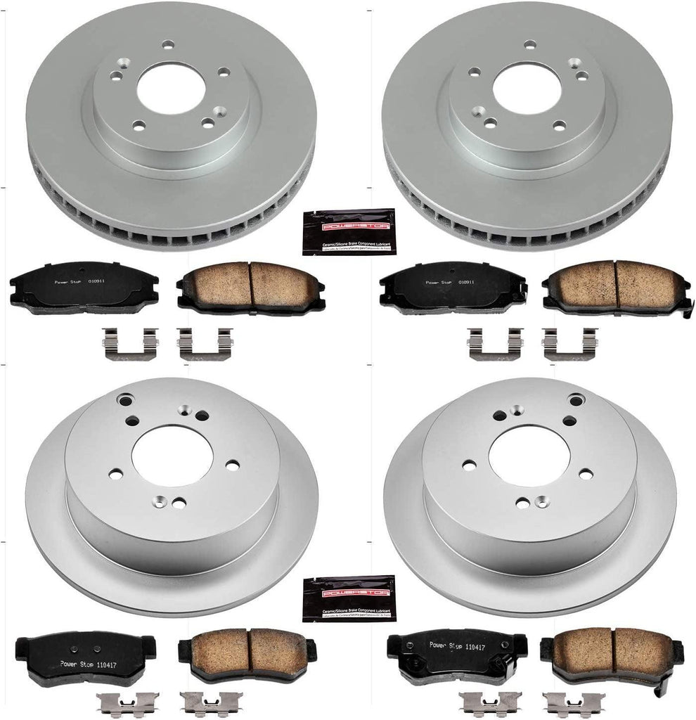 CRK4446 Coated Brake Rotor & Ceramic Brake Pads- Front & Rear