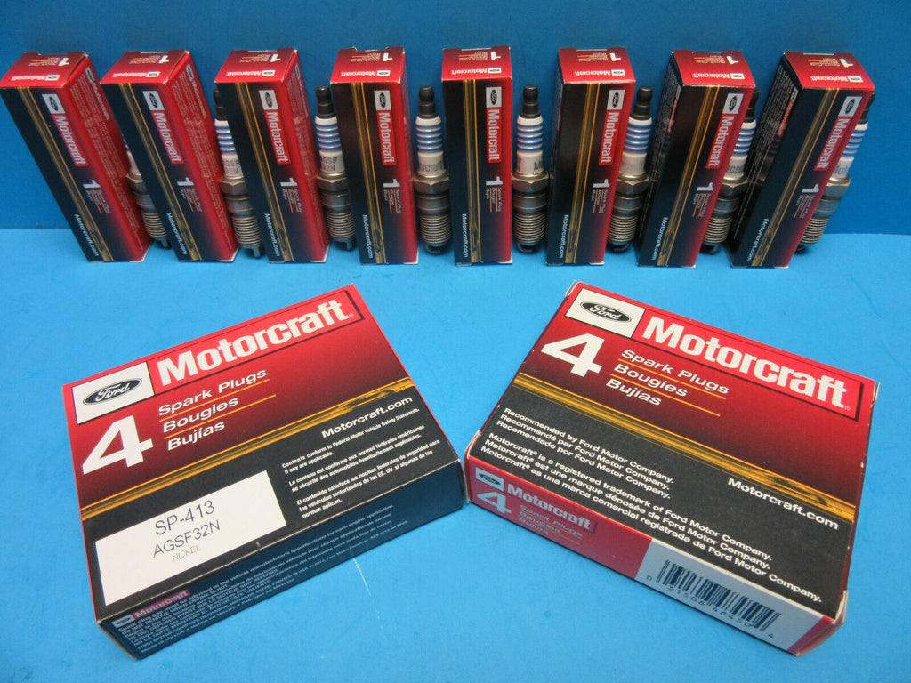 Set of 8 Spark Plugs Genuine FORD MOTORCRAFT SP413 OEM # AGSF32N V8 Nickle